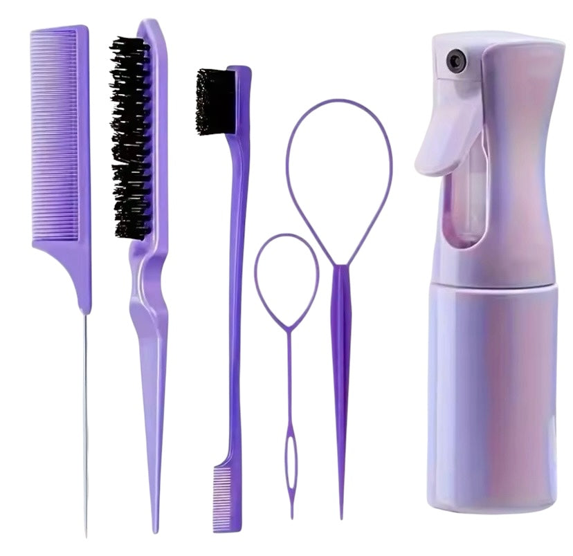 6 Pcs Hair Brush Set - Purple
