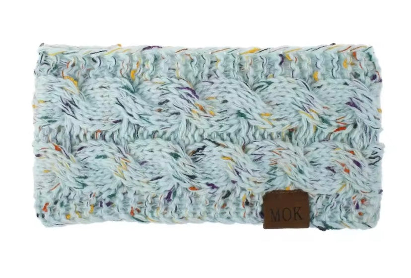 Confetti Knit Fleece Winter Headband - Light Blue