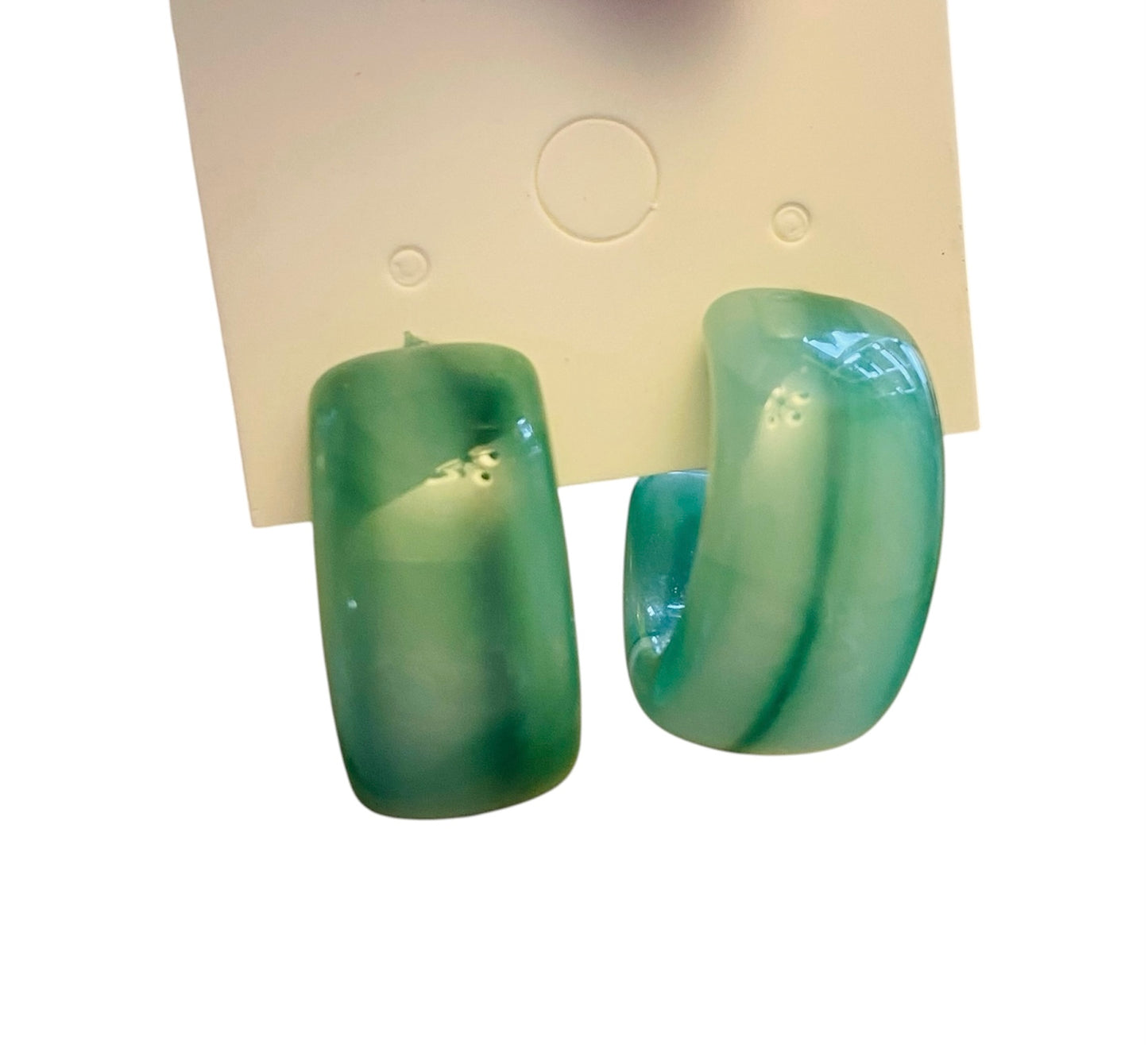 Green Marbled Hoop Earrings