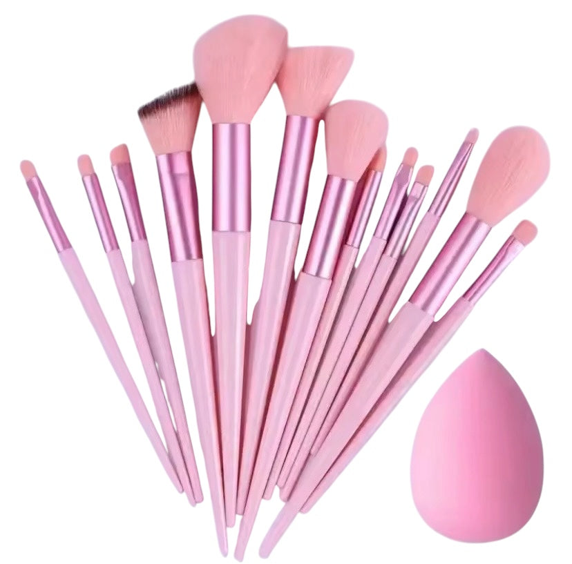 13 Piece - Makeup Brush Set - Pink