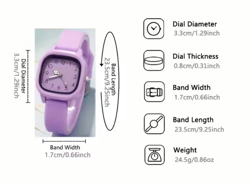 Purple Adjustable Analog Watch With Stainless Steel Back