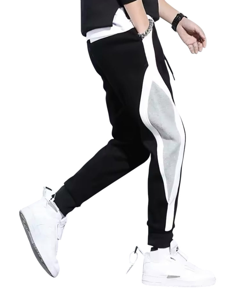 Men’s Stylish Black and White Drawstring Joggers