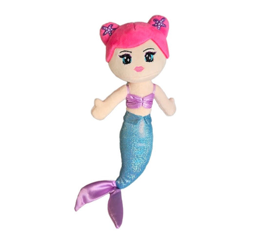 Pink-Haired Mermaid Plush Doll - Pink & Shimmery Blue