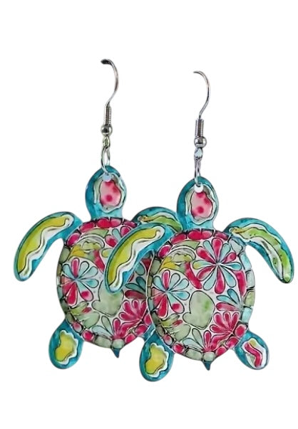 Colorful Turtle Acrylic Dangle Earrings