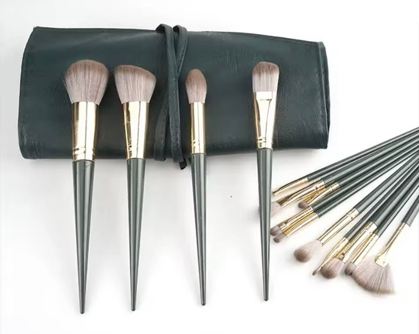 14 Pcs Makeup Brush Set - Green