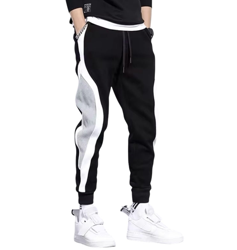 Men’s Stylish Black and White Drawstring Joggers