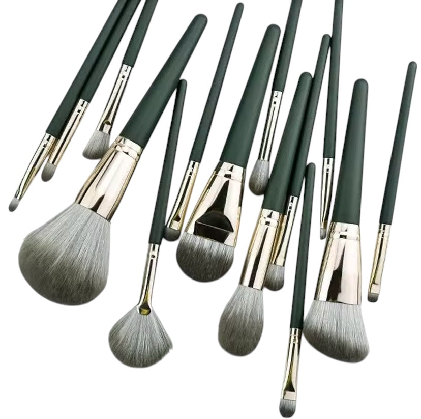 14 Pcs Makeup Brush Set - Green