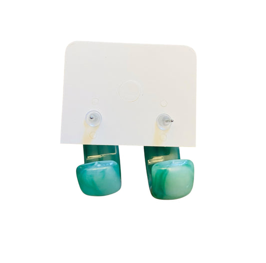 Green Marbled Hoop Earrings