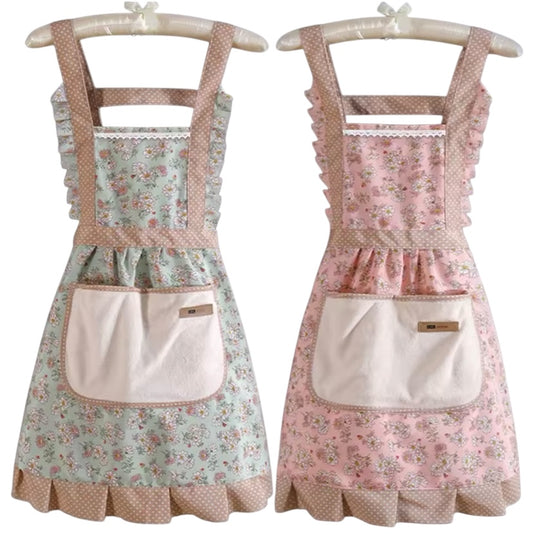 Women’s Floral Apron With Pocket