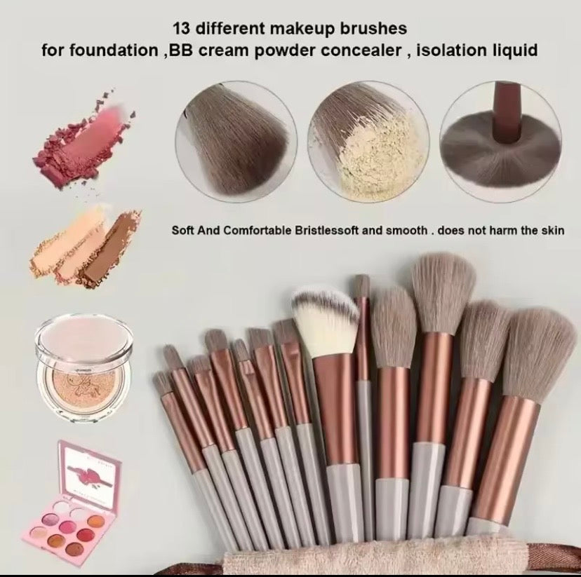 13 Piece - Makeup Brush Set - Pink