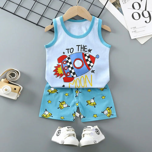 Children Sets Kids Clothes Boys Vest Suit  Summer Children's