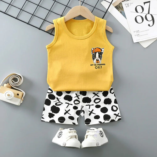 Children Sets Kids Clothes Boys Vest Suit  Summer Children's