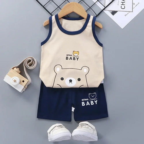 Children Sets Kids Clothes Boys Vest Suit  Summer Children's