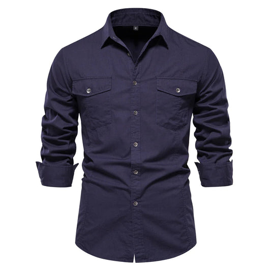 Men's Long Sleeve Dual Pocket Button-Up Shirt