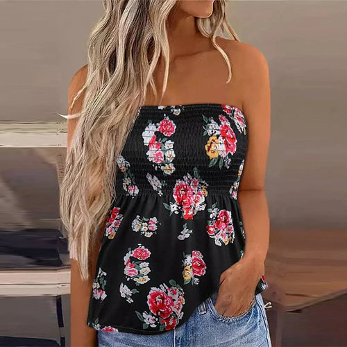 Plus Size Oversized Women Boho Boob Tube Tops Strapless T-Shirt Ladies