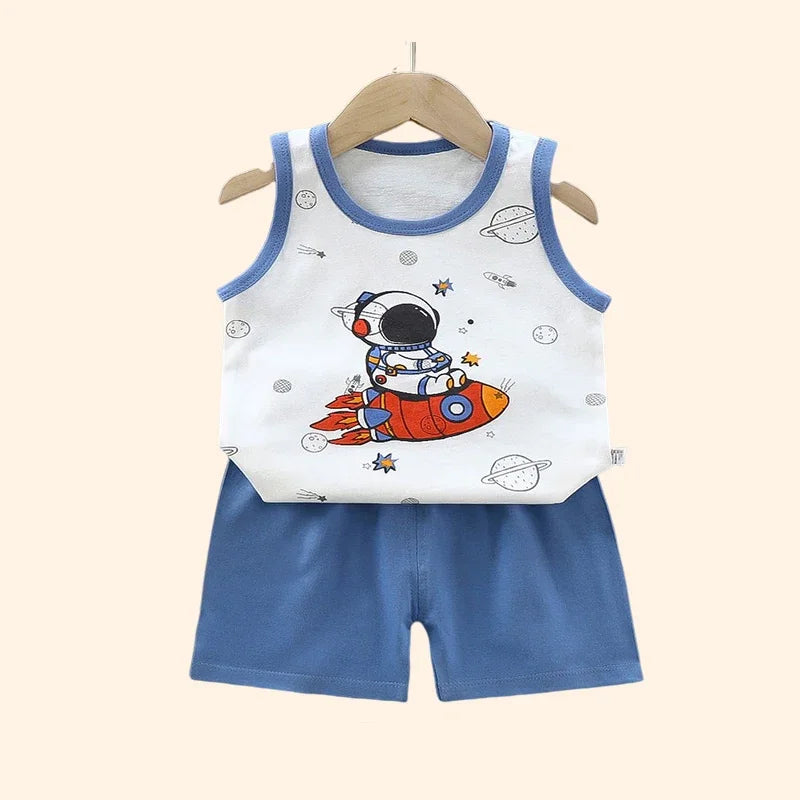 Children Sets Kids Clothes Boys Vest Suit  Summer Children's