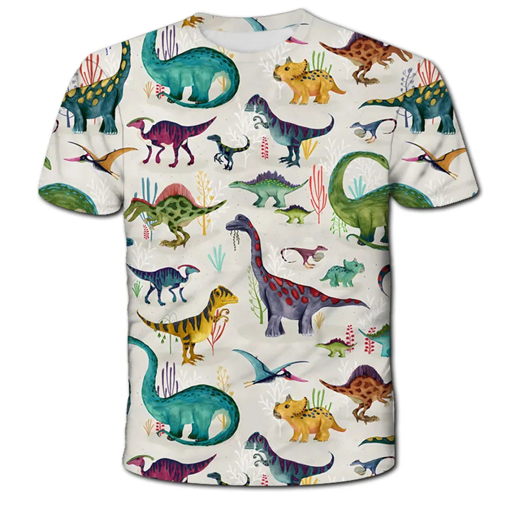 Child Boys Dinosaur T-shirts Summer Short Sleeve Boy