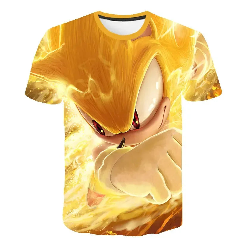 Sonic TShirt Kids Clothing Boys Cartoon Game Super Sonic