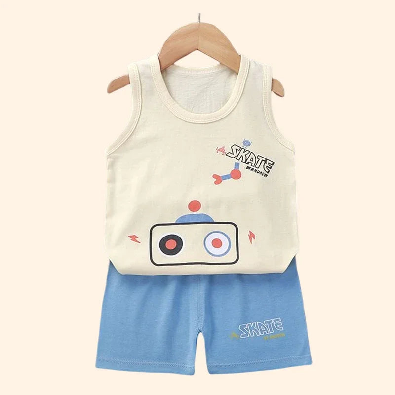 Children Sets Kids Clothes Boys Vest Suit  Summer Children's