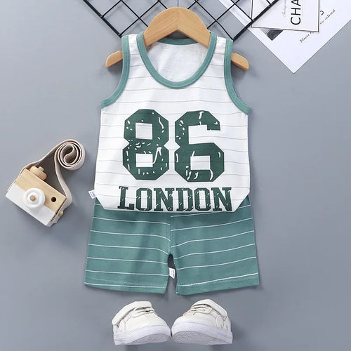 Children Sets Kids Clothes Boys Vest Suit  Summer Children's