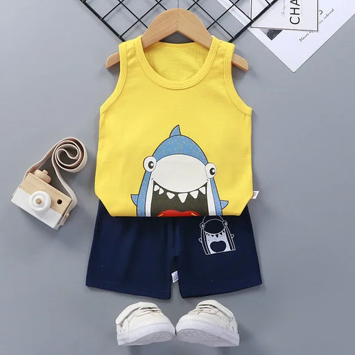 Children Sets Kids Clothes Boys Vest Suit  Summer Children's