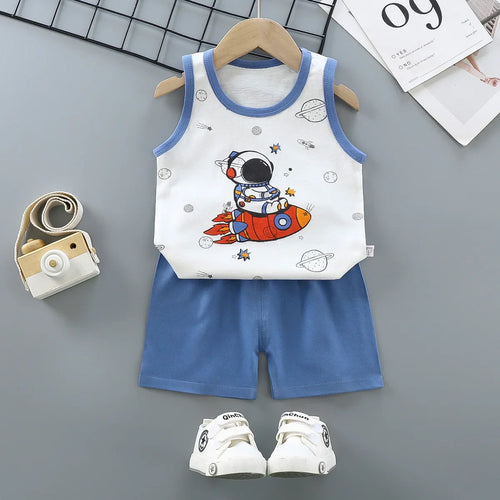 Children Sets Kids Clothes Boys Vest Suit  Summer Children's