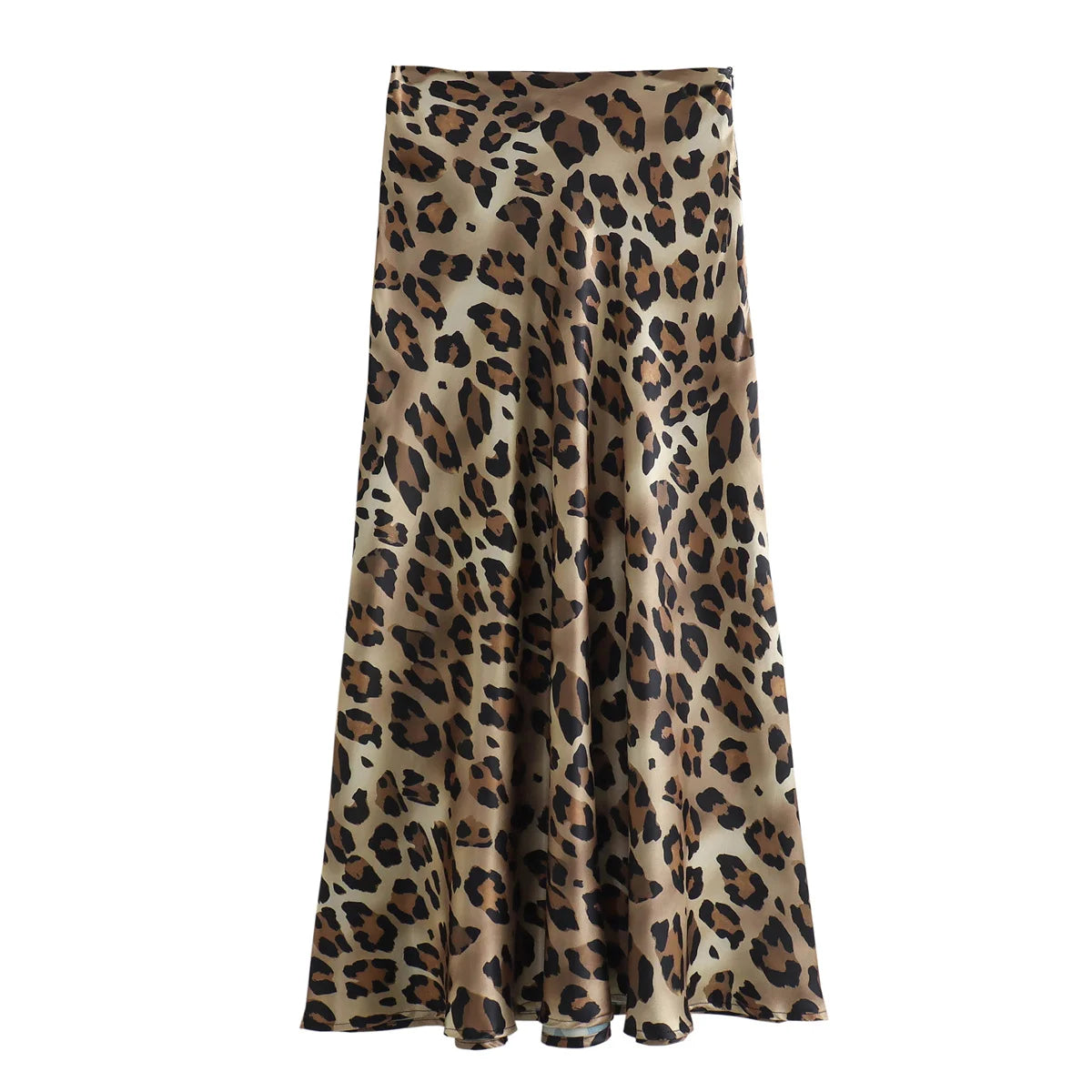 Women's Leopard, Satin Skirt, Maxi