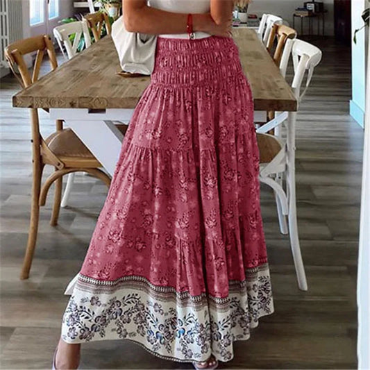 Boho, Women's Printed Skirt, Casual, High Waist