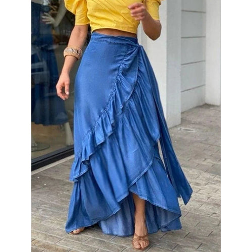 Women's Pleated Denim Skirt, Casual, Beach