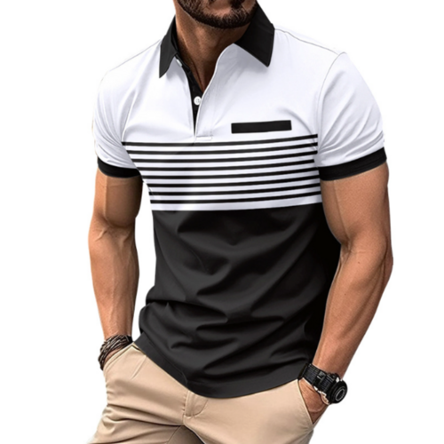 Men's Stripe Short Sleeve Polo Shirt