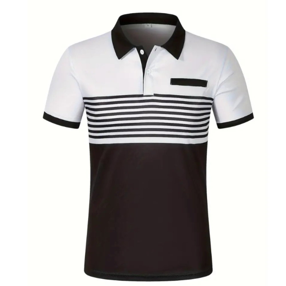 Men's Stripe Short Sleeve Polo Shirt