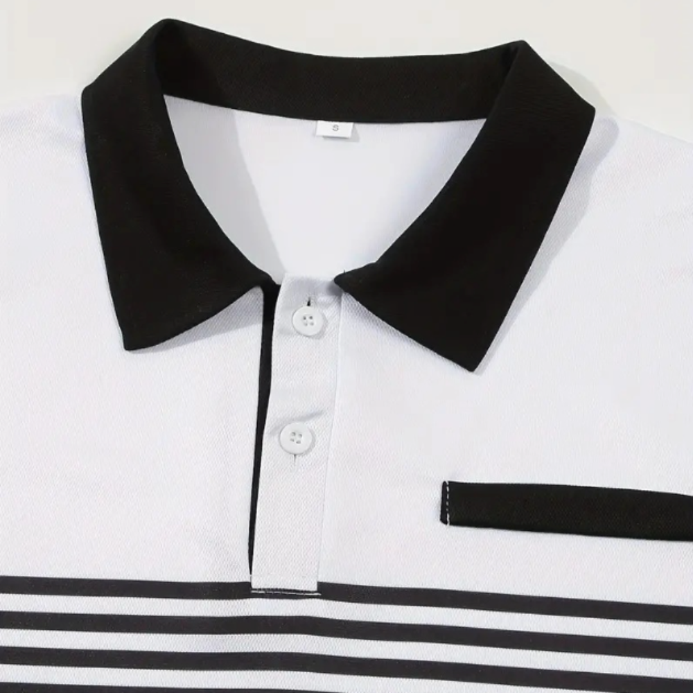 Men's Stripe Short Sleeve Polo Shirt