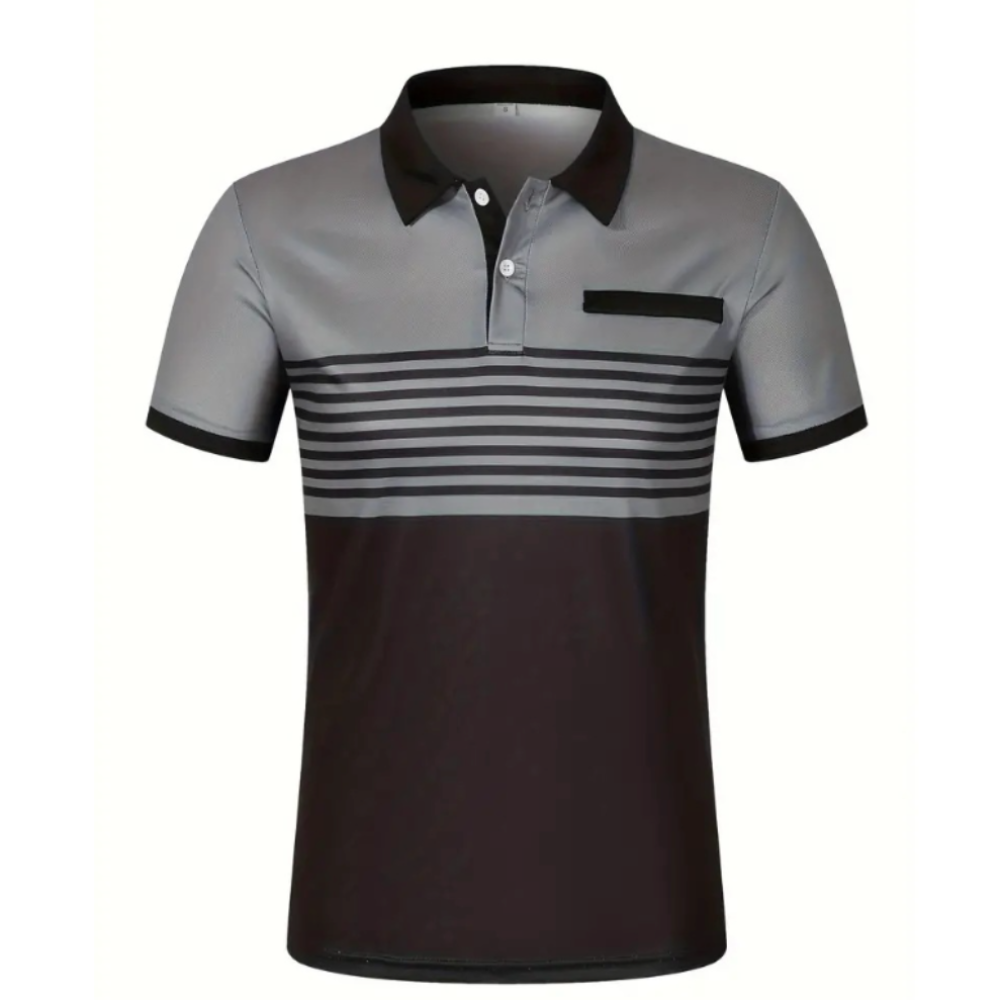 Men's Stripe Short Sleeve Polo Shirt