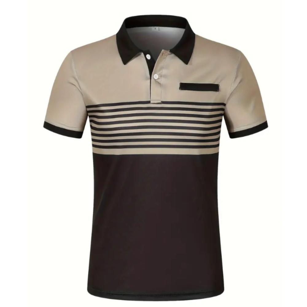 Men's Stripe Short Sleeve Polo Shirt