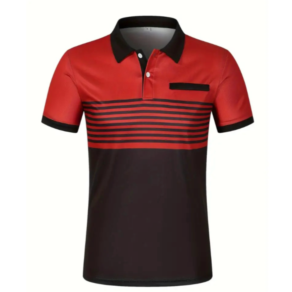 Men's Stripe Short Sleeve Polo Shirt