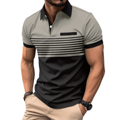 Men's Stripe Short Sleeve Polo Shirt