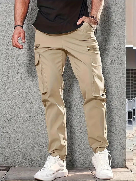 Men Side Pockets Cargo Harem Pants Zipper