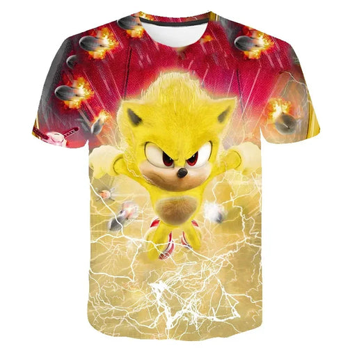 Sonic TShirt Kids Clothing Boys Cartoon Game Super Sonic