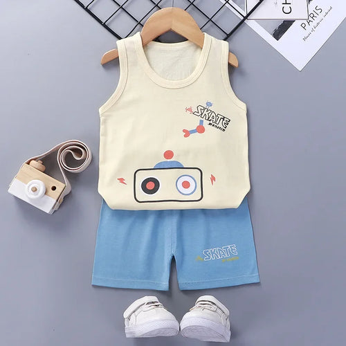 Children Sets Kids Clothes Boys Vest Suit  Summer Children's