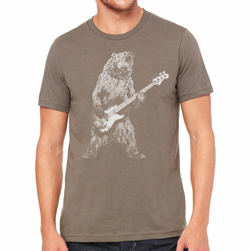 Men's T-Shirt Bear Playing Bass Guitar