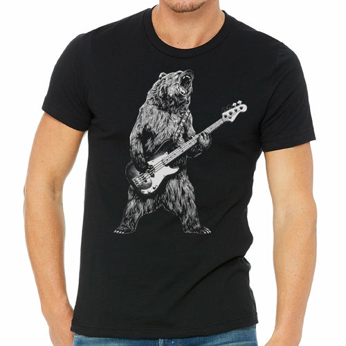 Men's T-Shirt Bear Playing Bass Guitar