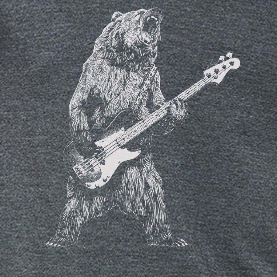 Men's T-Shirt Bear Playing Bass Guitar