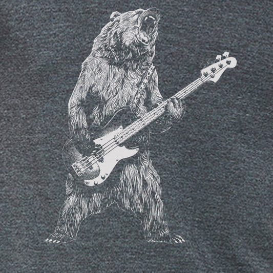 Men's T-Shirt Bear Playing Bass Guitar