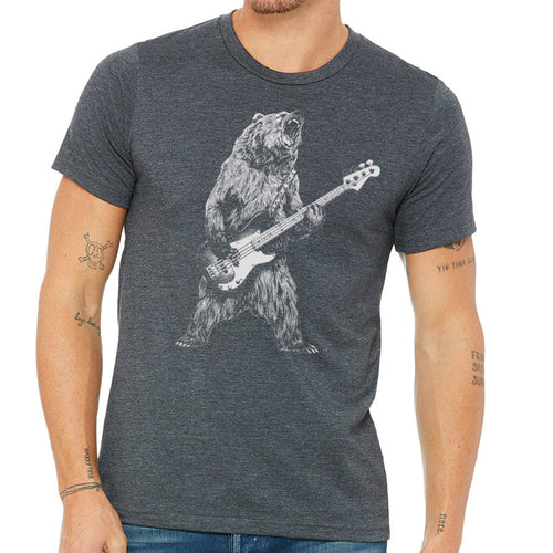 Men's T-Shirt Bear Playing Bass Guitar