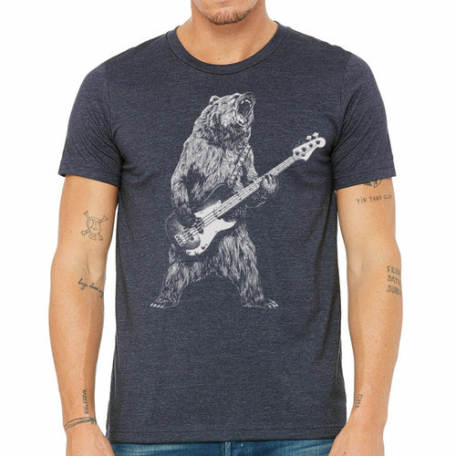 Men's T-Shirt Bear Playing Bass Guitar