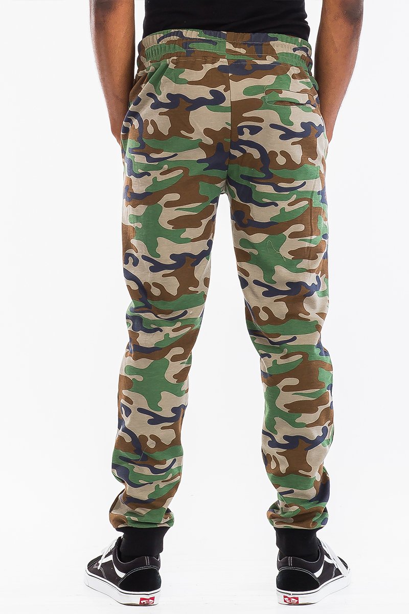 Men's Camouflage Drawstring Sweatpants. Fitted Ankle - Cotton