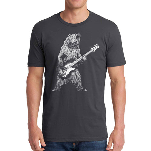 Men's T-Shirt Bear Playing Bass Guitar